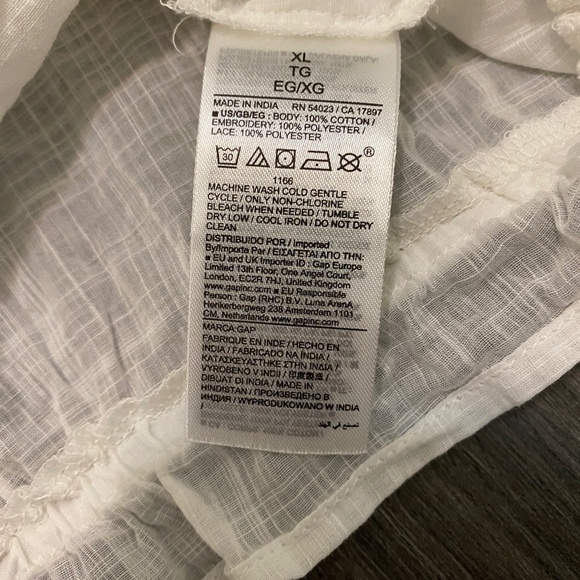 Gap Lace-Trim White Cotton Shirt Size XL - Picture 7 of 7